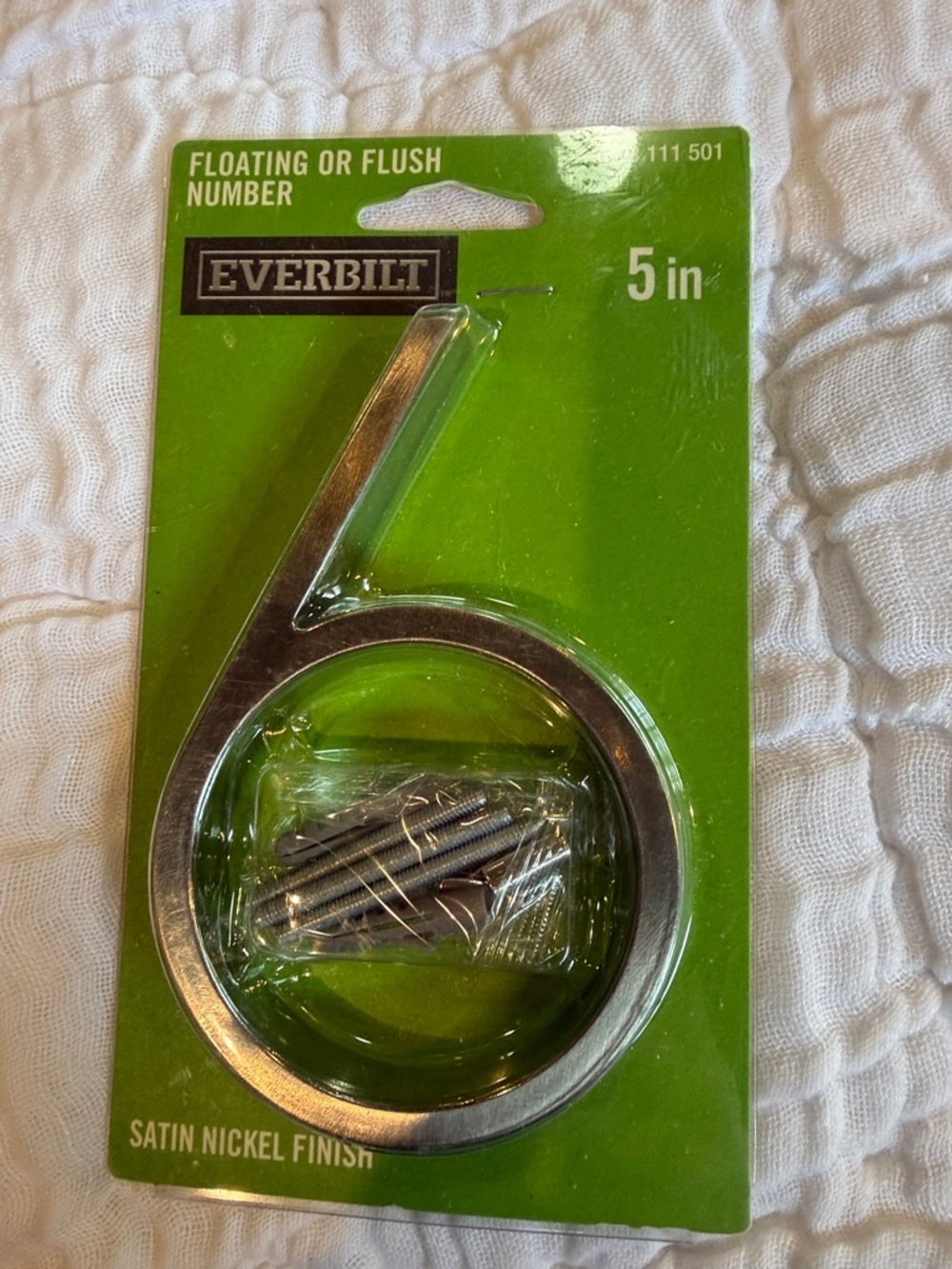 Satin Nickel 6" Floating or Flush House Number - Silver